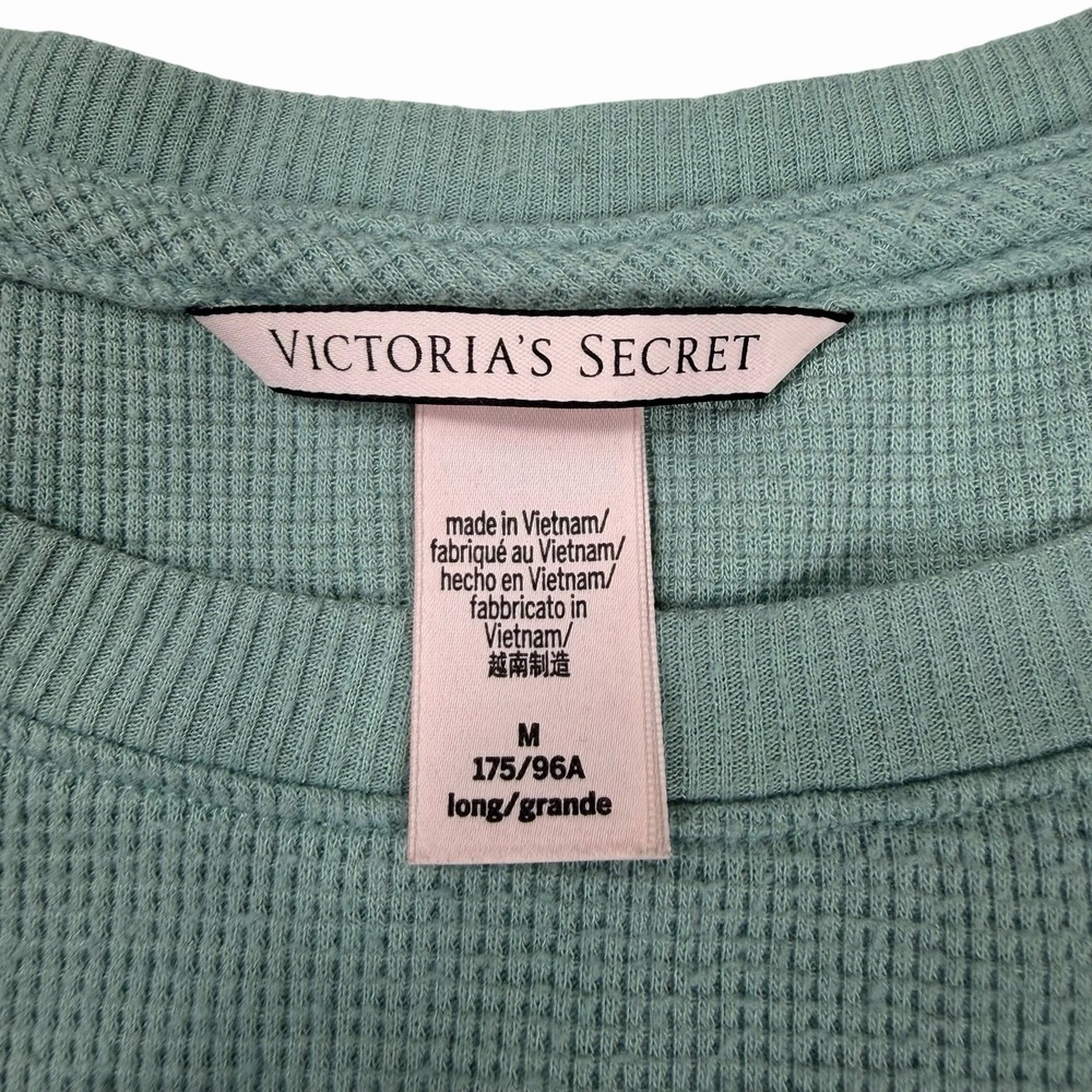 Blue Victoria's Secret Waffle Knit Thermal Short Sleeve Shirt  Size Medium Comfy - Picture 3 of 7